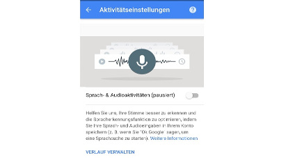 Bei Aktivierung dieser Funktion speichert Google alle Sprachsuchen